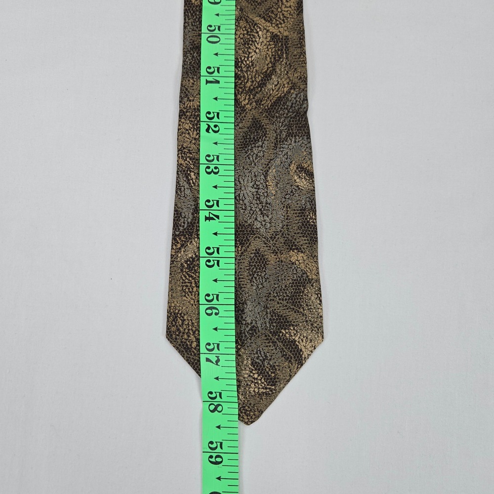 Damon All Silk Vintage Brown Gold Textured Pattern Necktie 3.25" x 58.5" - Picture 11 of 12